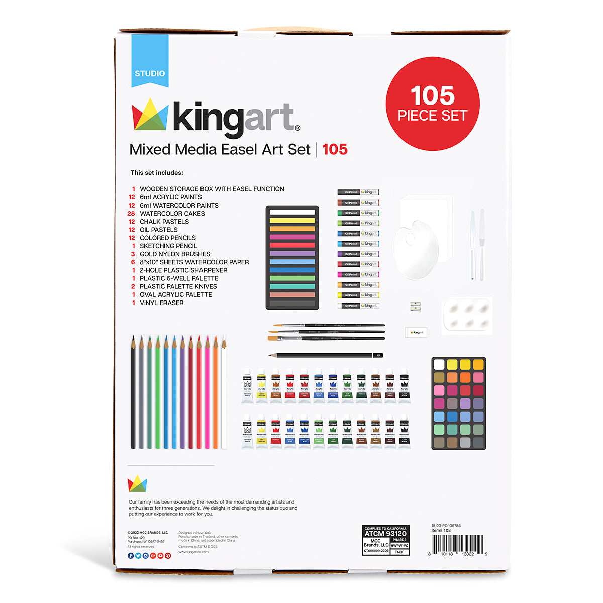 Mixed Media Easel Art Set 105 pc