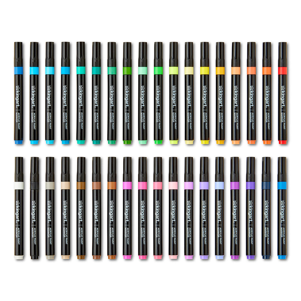 Acrylic Paint Markers Set – 36 Colors, 2mm Bullet Tip, Water-Based, Multi-Surface