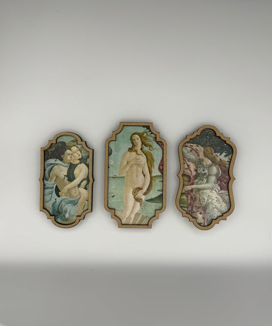 Renaissance Art Wooden Magnet Set of 3