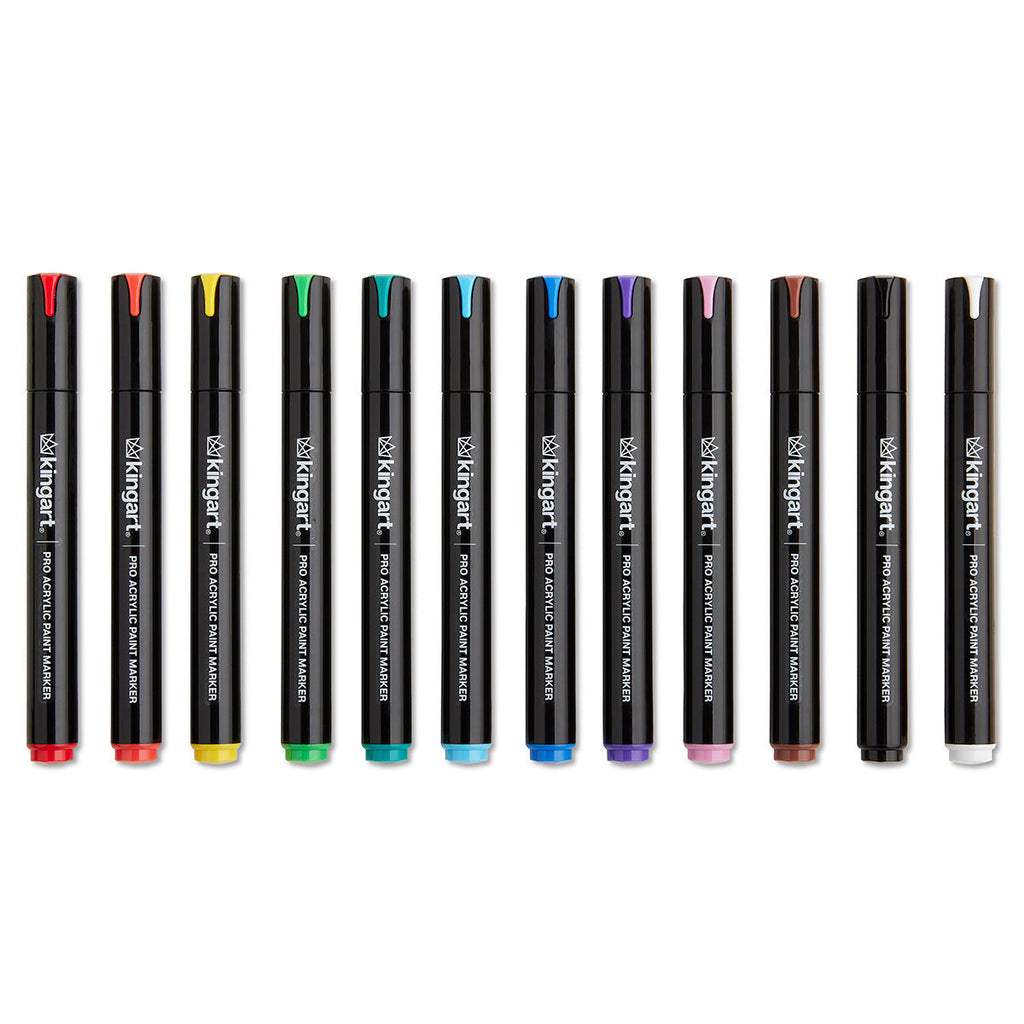 PRO Acrylic Paint Markers - 2mm Bullet Tip - 12 Classic Colors