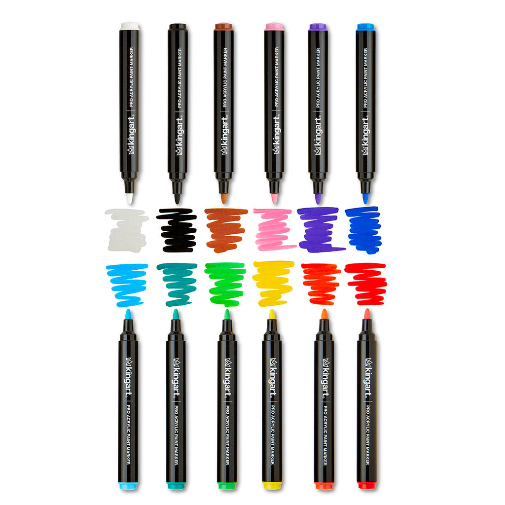 PRO Acrylic Paint Markers - 2mm Bullet Tip - 12 Classic Colors