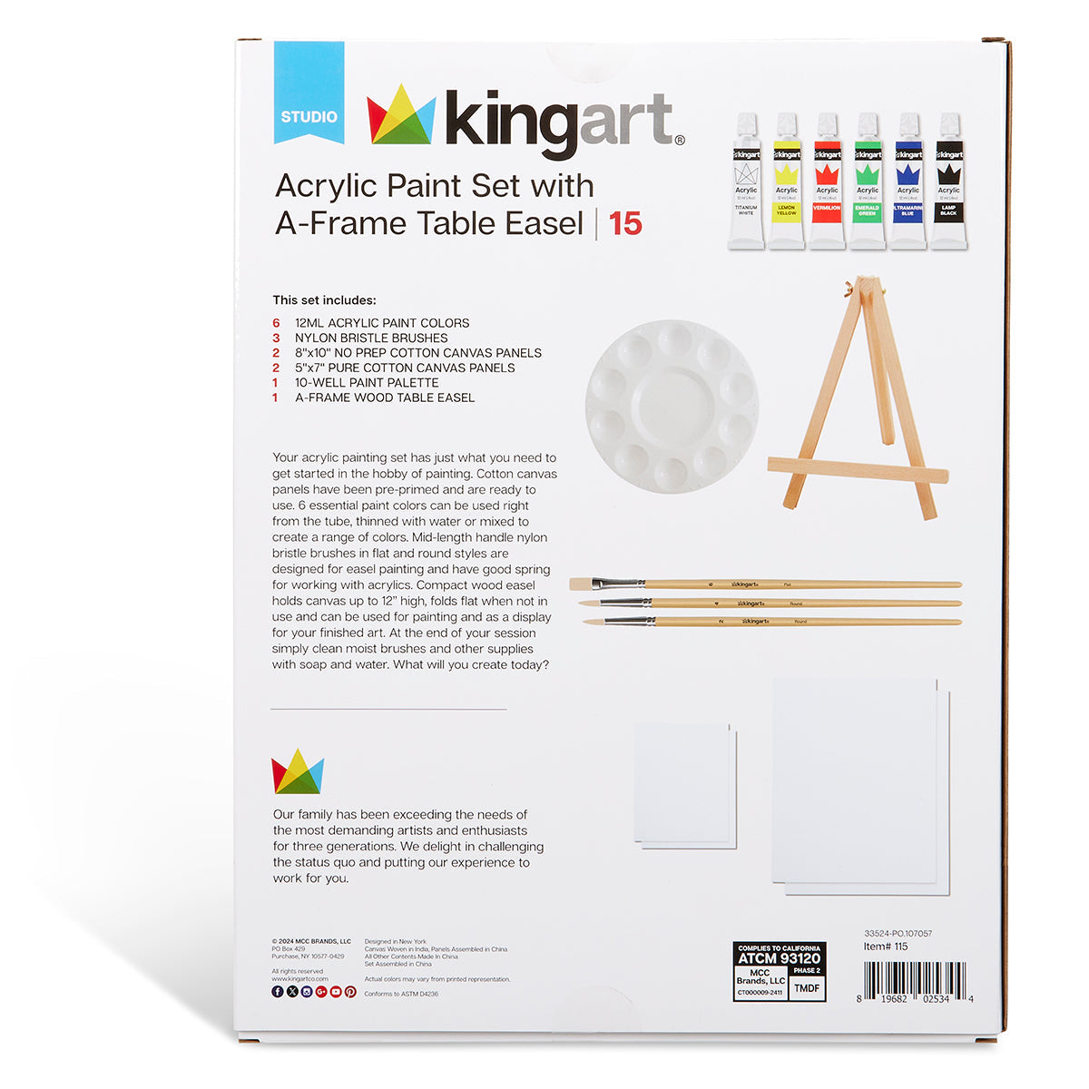 Acrylic Paint Easel Set 15 pc