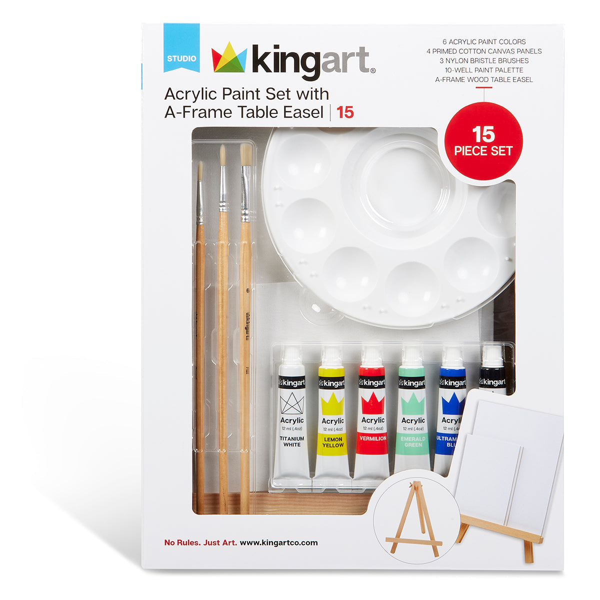Acrylic Paint Easel Set 15 pc