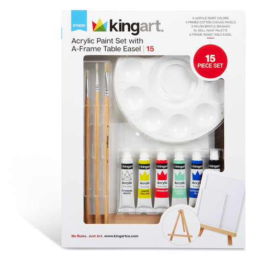 Acrylic Paint Easel Set 15 pc