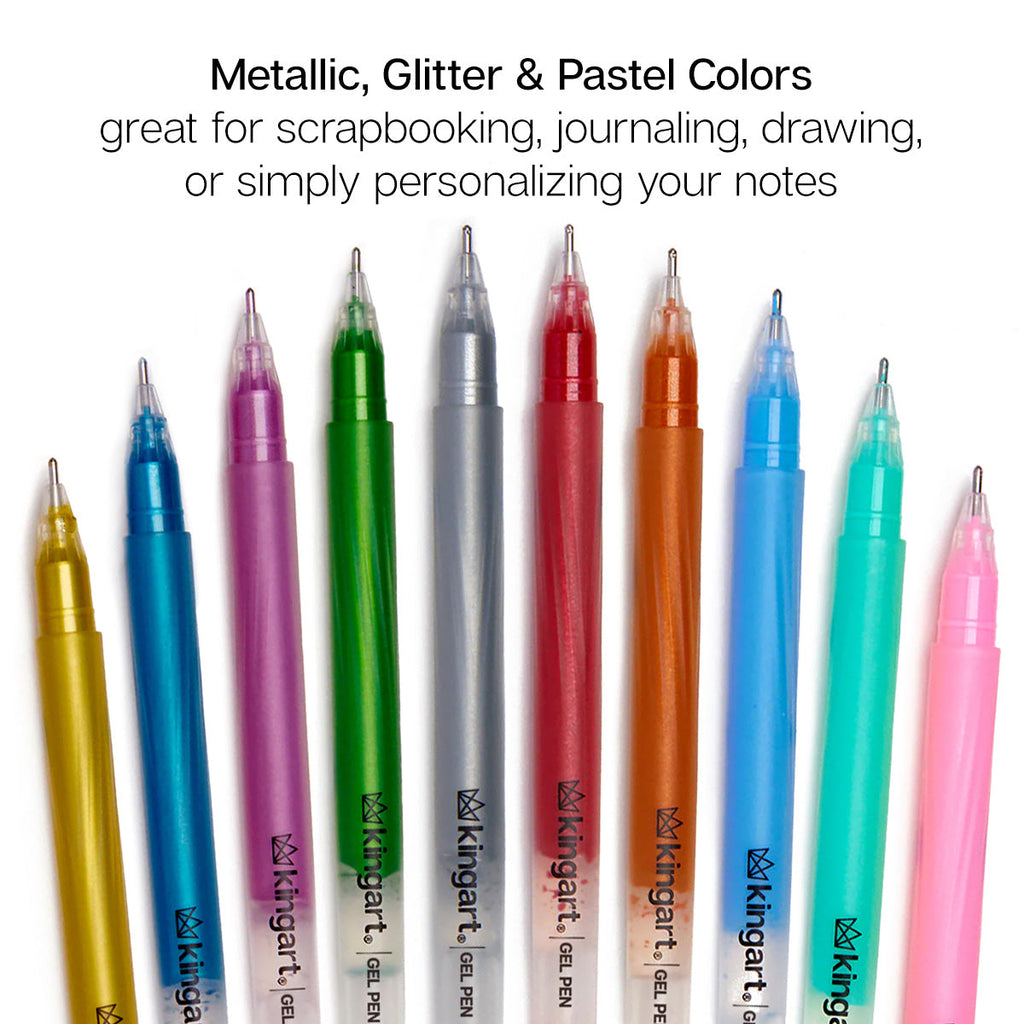Gel Pens Variety Pack - Glitter, Metallic & Pastel Colors - 24 pc