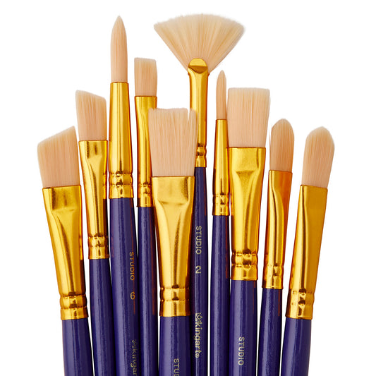Studio White Bristle Brush Set - 10 Pieces