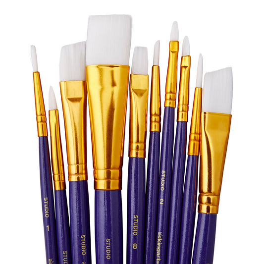 Studio White Nylon Brush Set - 10 Pieces