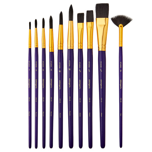 Studio Black Nylon Brush Set - 10 Pieces