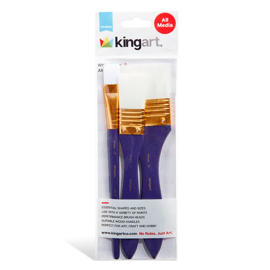 Studio White Nylon Brush Set - 3 Pieces