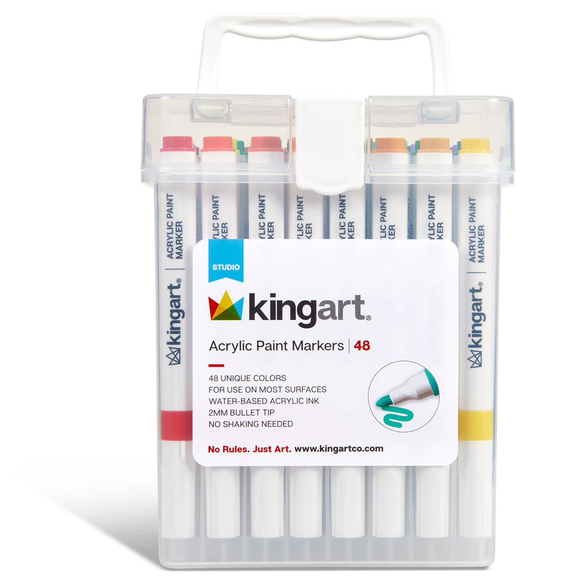 Acrylic Paint Markers Set – 48 Colors, 2mm Bullet Tip, Water-Based, Multi-Surface