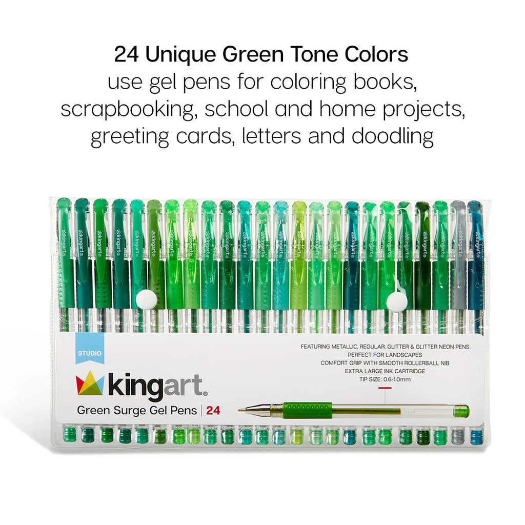 Gel Pens - Comfort Grip - Green Tone - 24 Colors