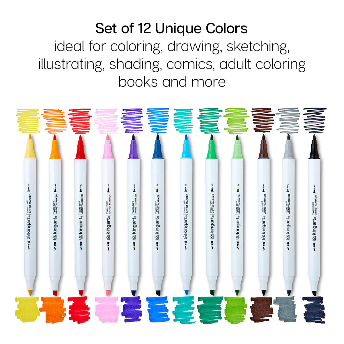 Twin-Tip™ Chisel & Fine Alcohol Markers - 12 Colors