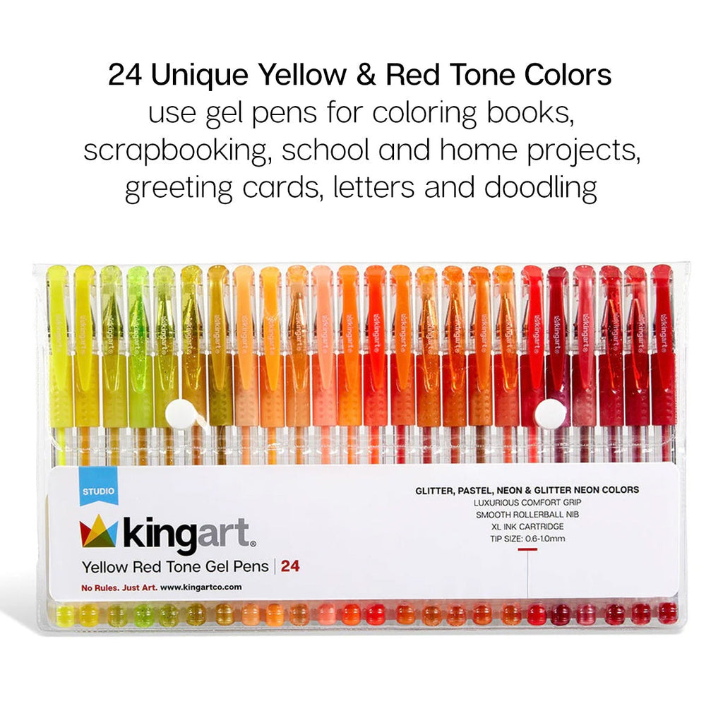 Gel Pens - Comfort Grip - Red & Yellow Tone - 24 Colors