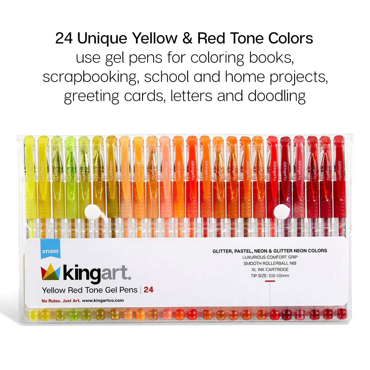Gel Pens - Comfort Grip - Red & Yellow Tone - 24 Colors