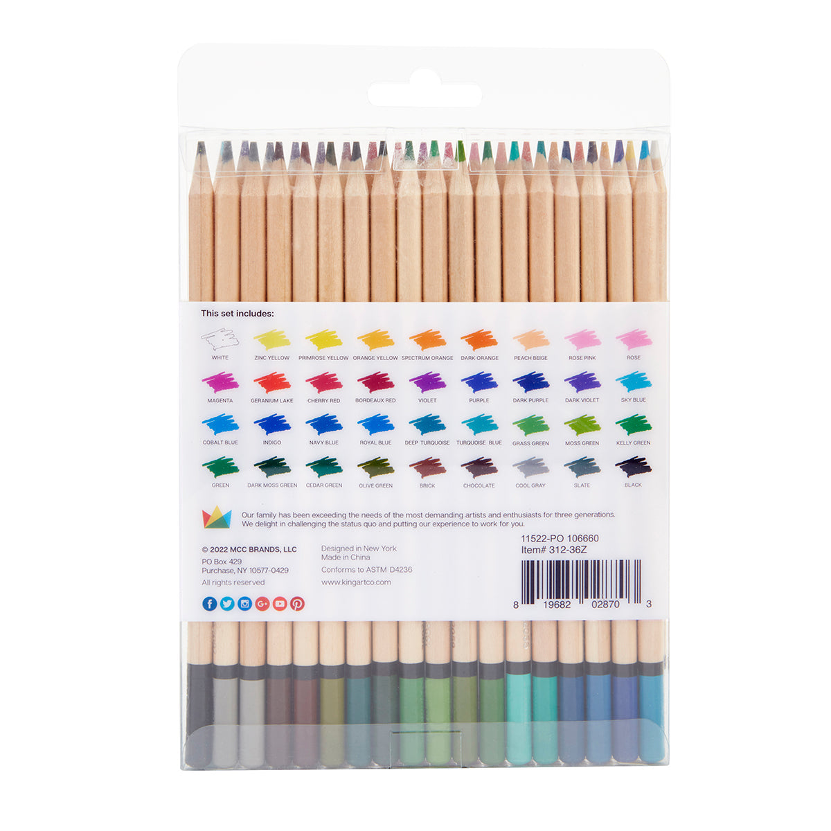 Studio Colored Pencils Set - Soft Core  - 36 Colors