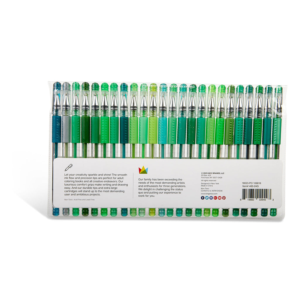 Gel Pens - Comfort Grip - Green Tone - 24 Colors
