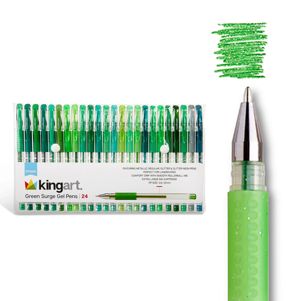 Gel Pens - Comfort Grip - Green Tone - 24 Colors