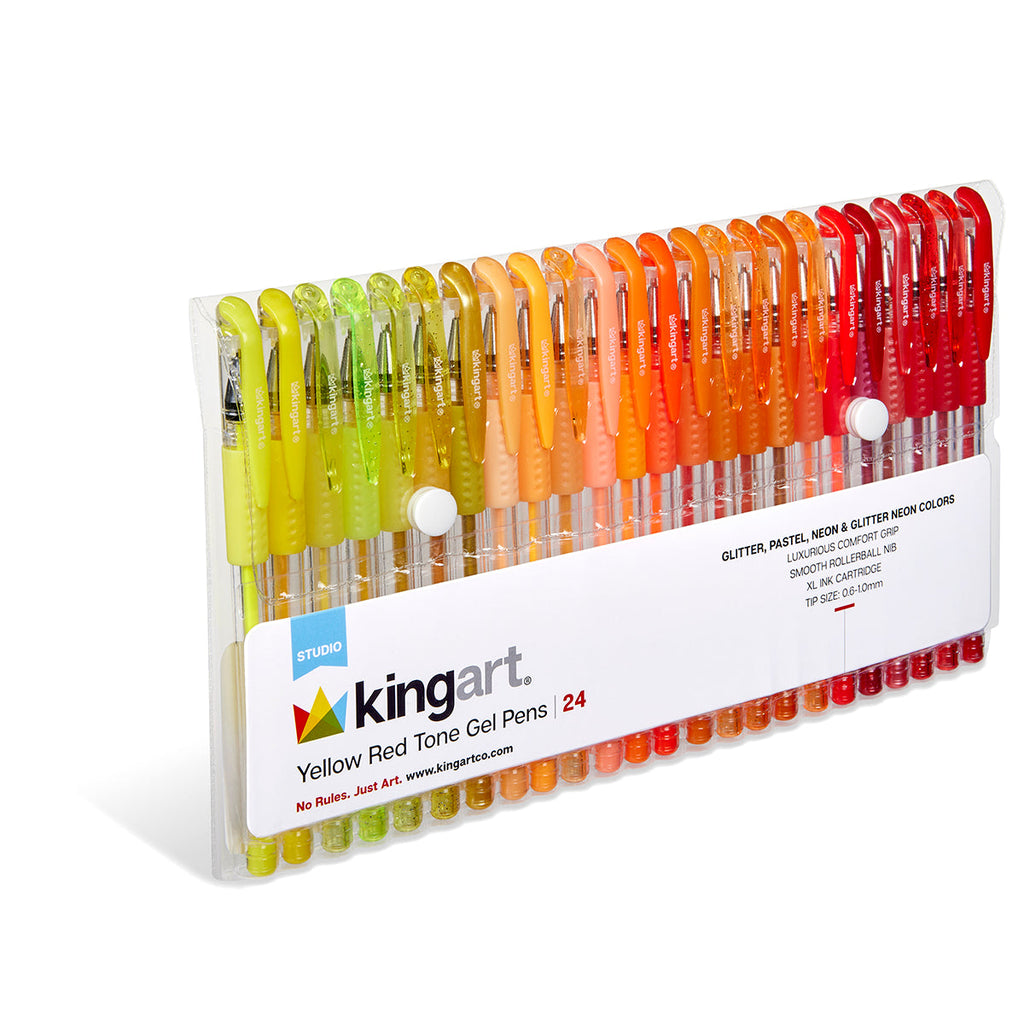 Gel Pens - Comfort Grip - Red & Yellow Tone - 24 Colors