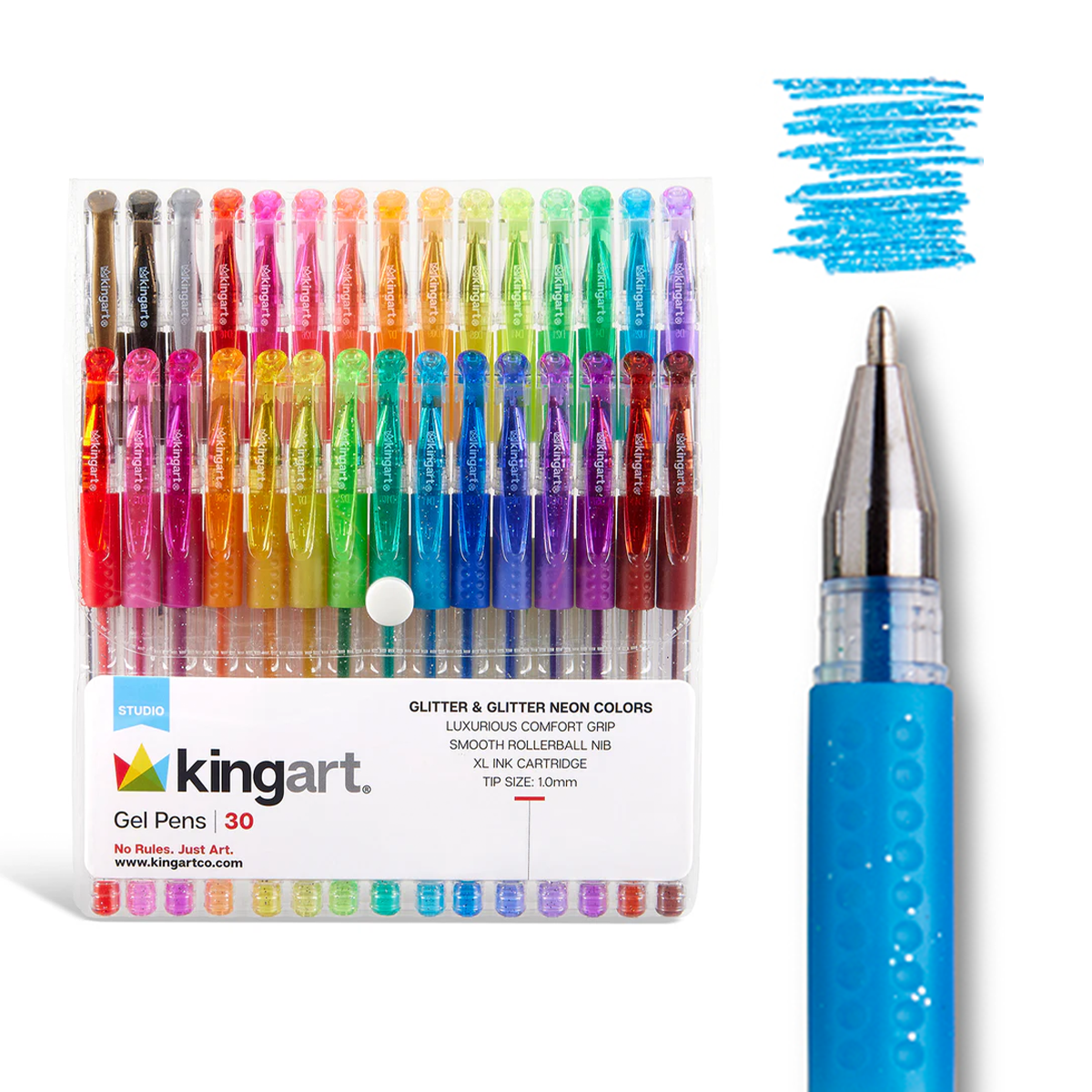 Gel Pens - Comfort Grip - 30 Glitter Colors