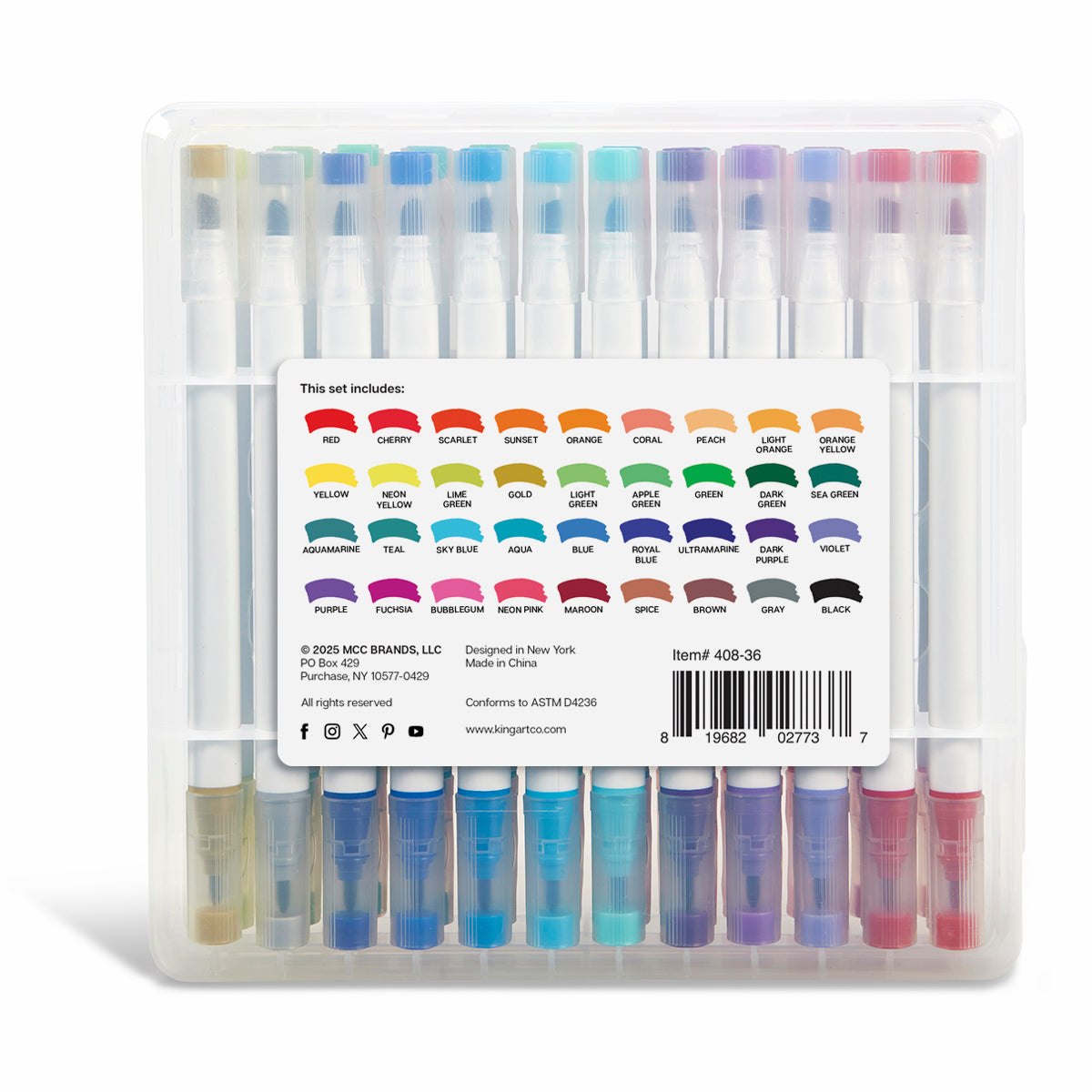 Twin-Tip™ Chisel & Fine Markers - Water-Based Ink - 36 Colors