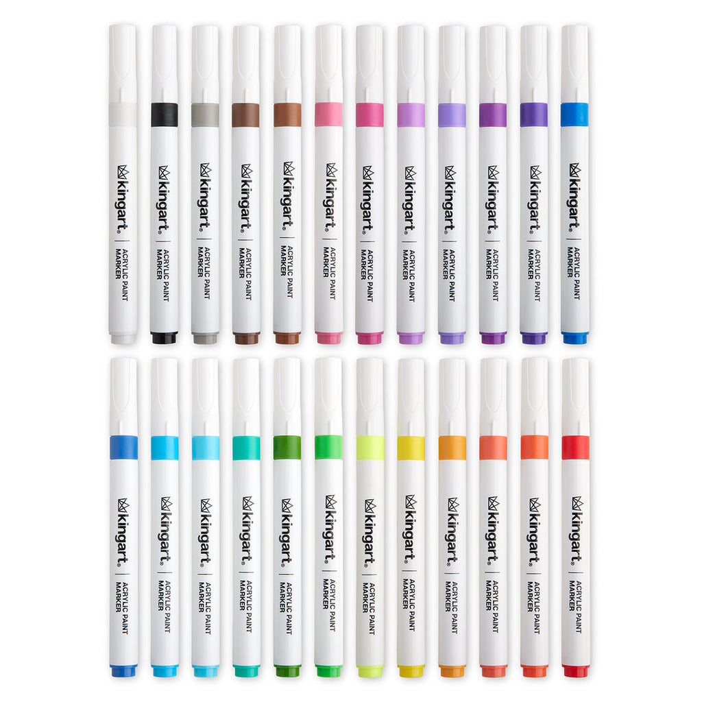 Acrylic Paint Markers Set – 24 Colors, 2mm Bullet Tip, Water-Based, Multi-Surface
