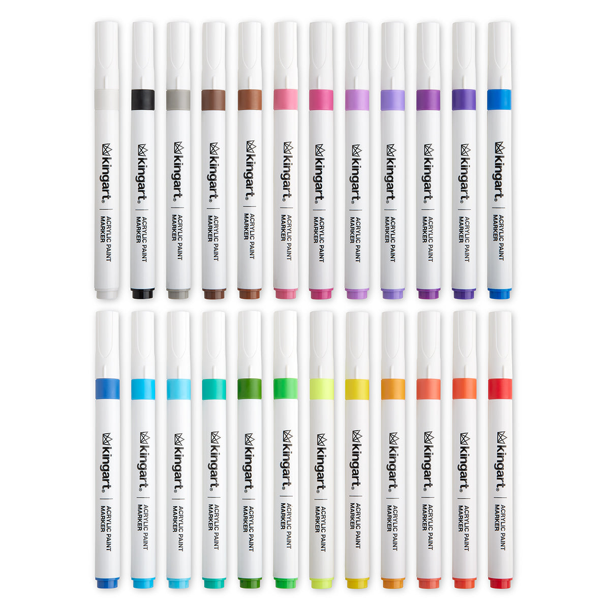 Acrylic Paint Markers Set – 24 Colors, 2mm Bullet Tip, Water-Based, Multi-Surface
