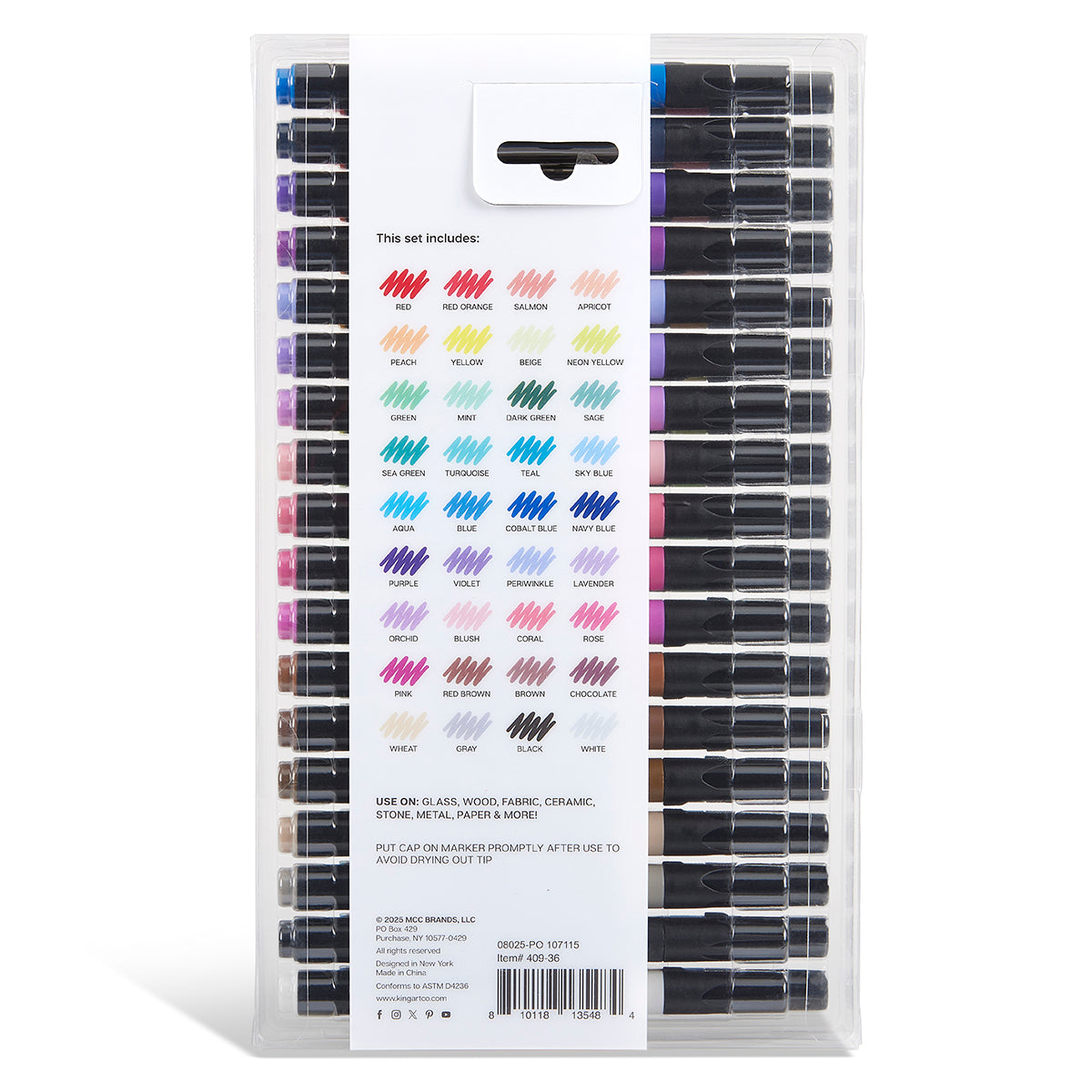 Acrylic Paint Markers Set – 36 Colors, 2mm Bullet Tip, Water-Based, Multi-Surface