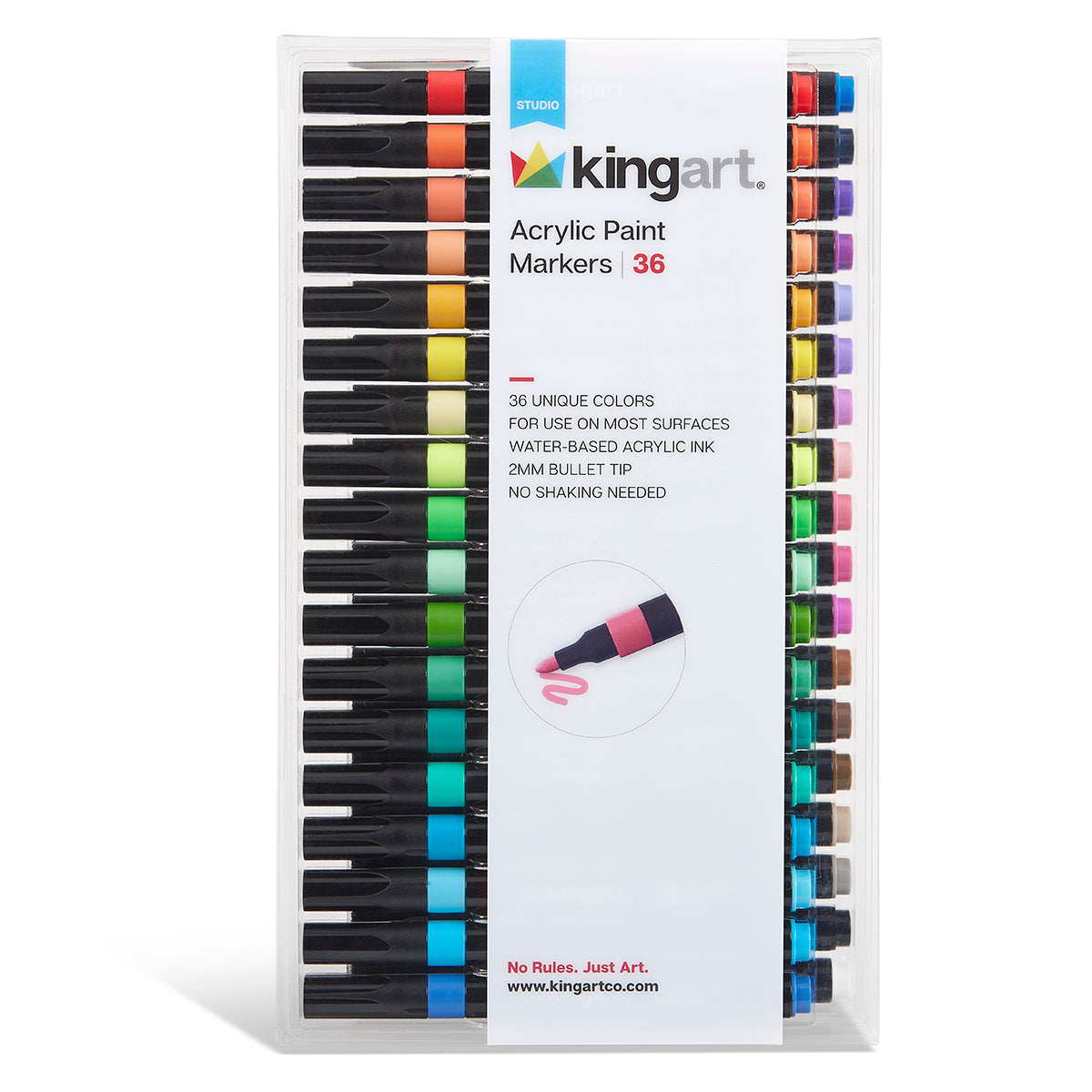 Acrylic Paint Markers Set – 36 Colors, 2mm Bullet Tip, Water-Based, Multi-Surface