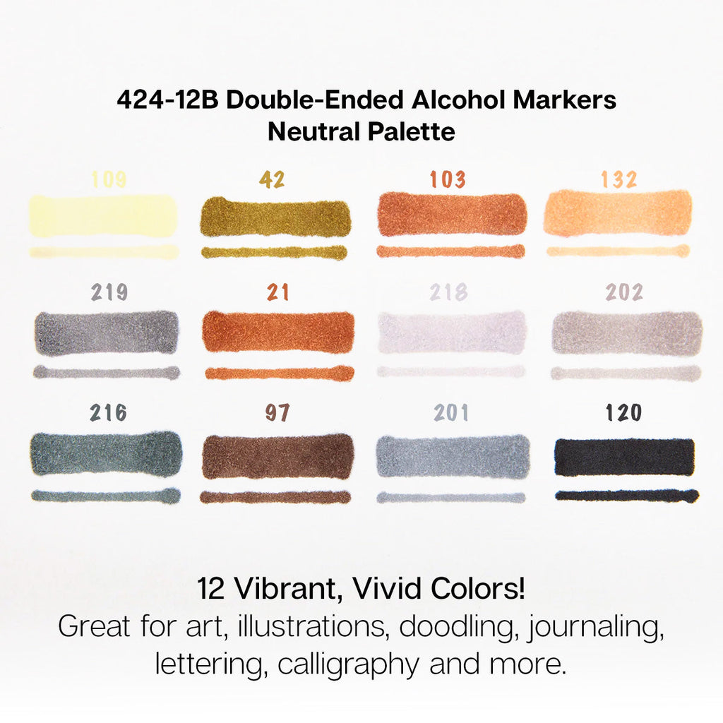 PRO Double-Ended Alcohol Markers - 12 Neutral Colors