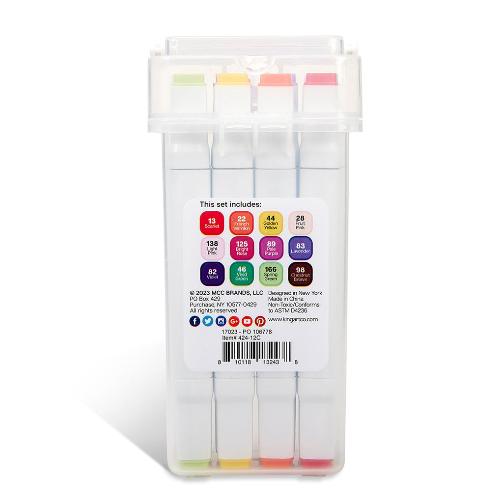 PRO Double-Ended Alcohol Markers - 12 Floral Colors