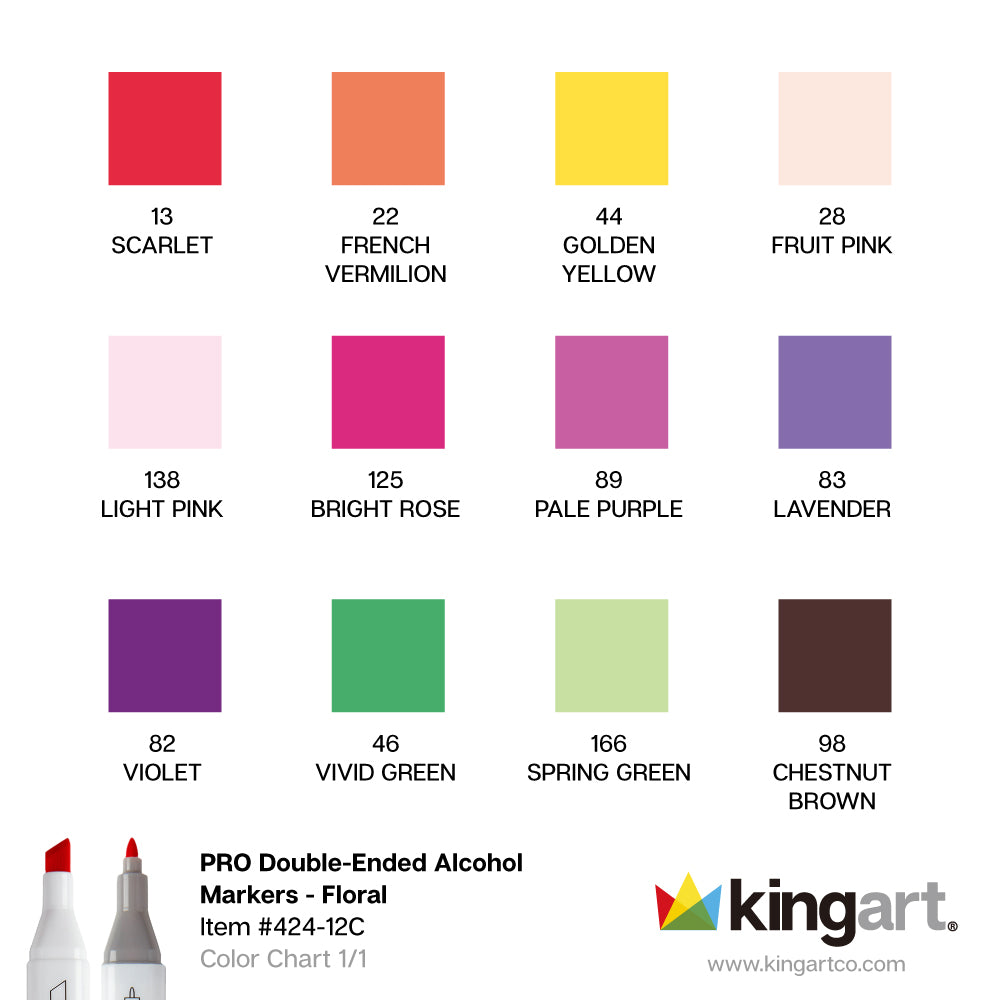 PRO Double-Ended Alcohol Markers - 12 Floral Colors