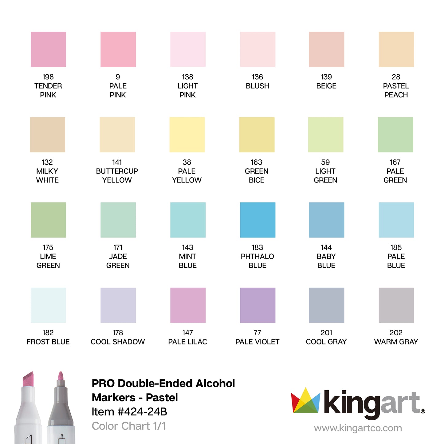 Double-Ended Alcohol Markers - 24 Pastel Colors