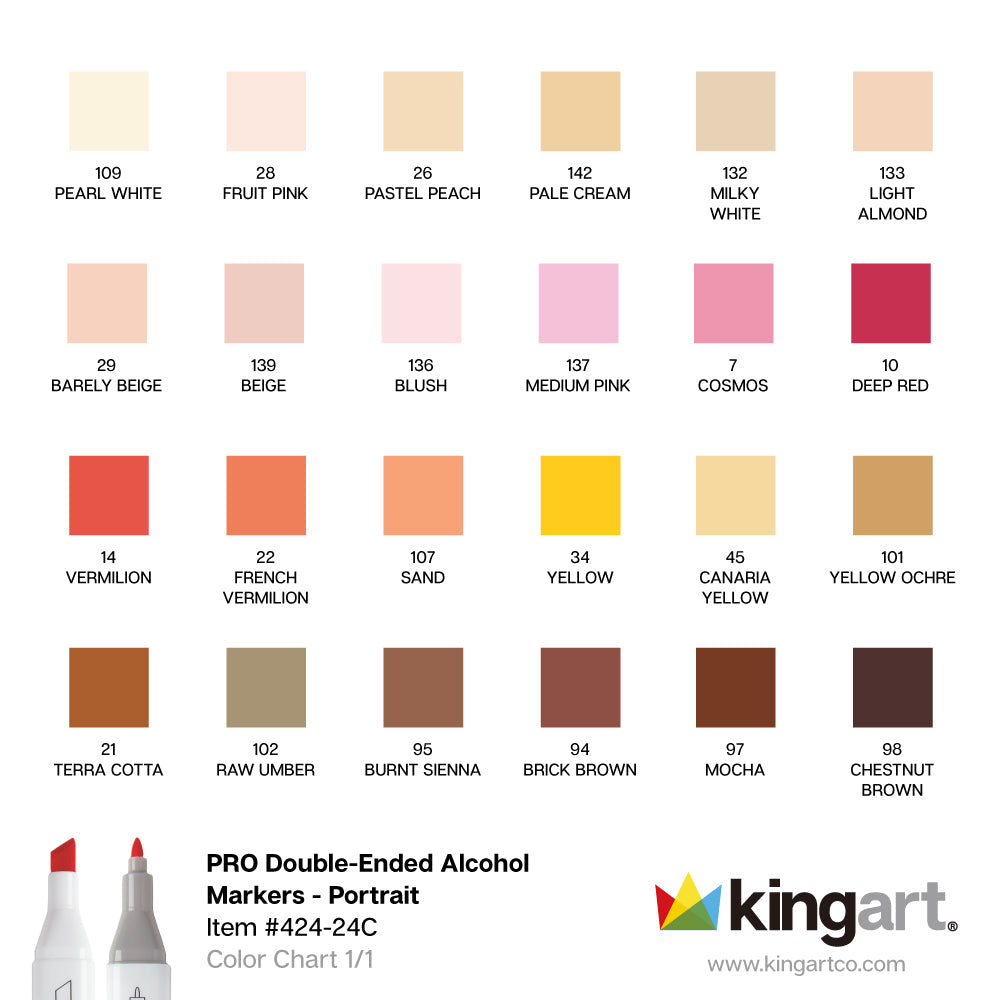Double-Ended Alcohol Markers - 24 Portrait Colors