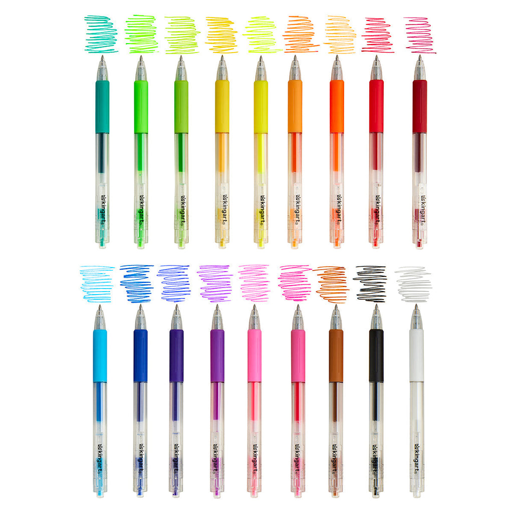 Retractable Gel Pens - Comfort Grip - Bullet Tip - 18 Colors