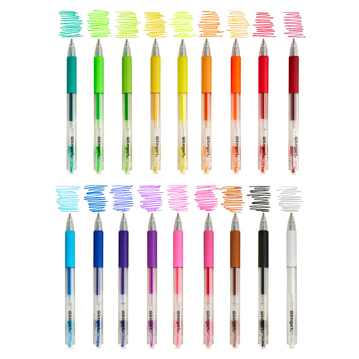 Retractable Gel Pens - Comfort Grip - Bullet Tip - 18 Colors