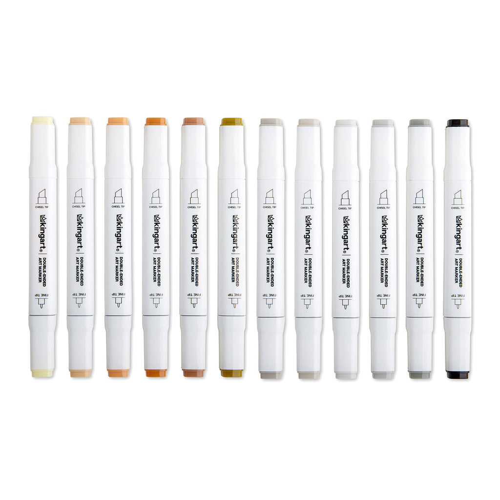 PRO Double-Ended Alcohol Markers - 12 Neutral Colors
