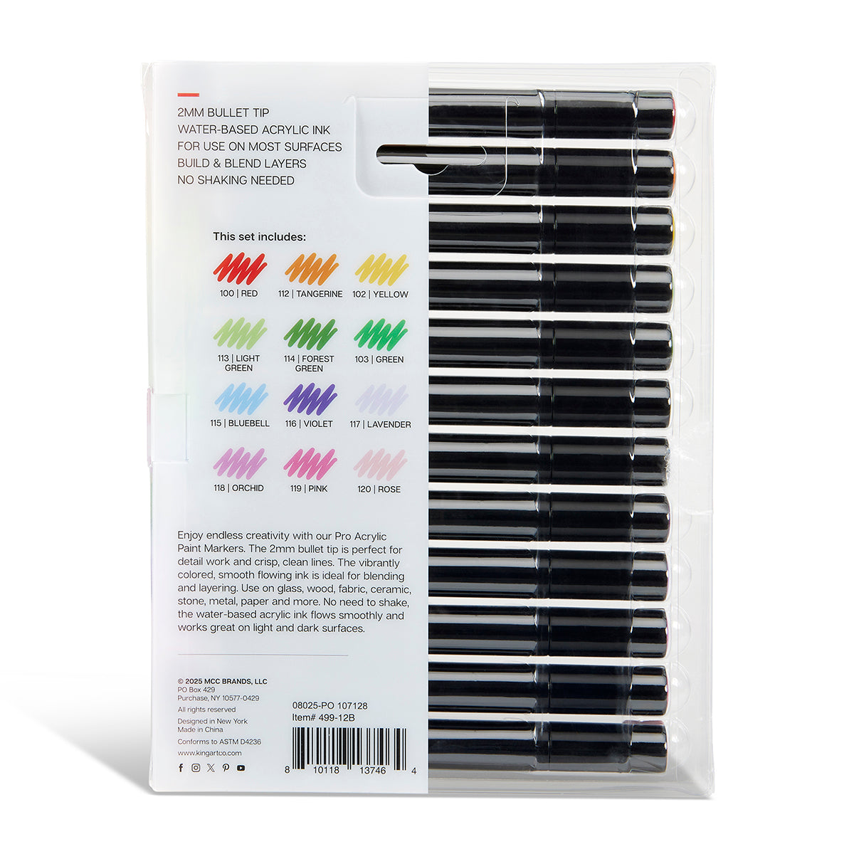 PRO Acrylic Paint Markers - 2mm Bullet Tip - 12 Floral Colors