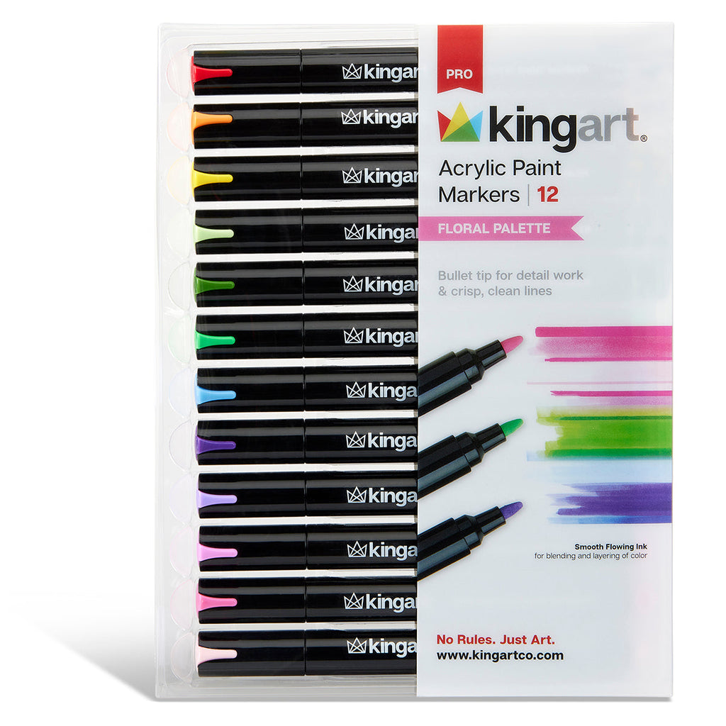 PRO Acrylic Paint Markers - 2mm Bullet Tip - 12 Floral Colors