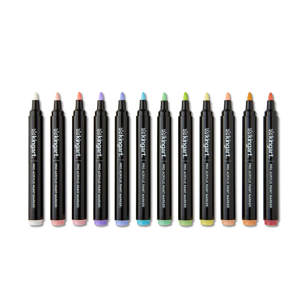 PRO Acrylic Paint Markers - 2mm Bullet Tip - 12 Pastel Colors