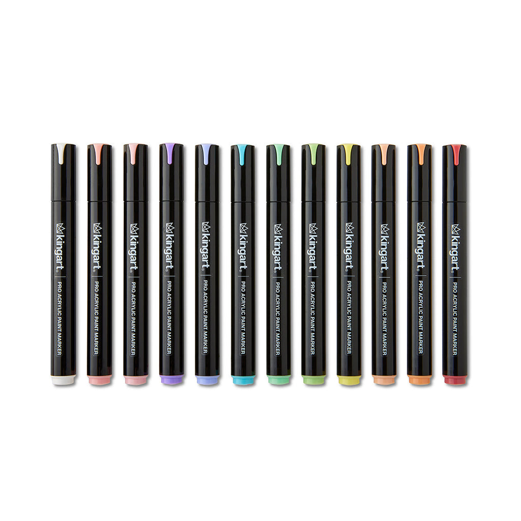 PRO Acrylic Paint Markers - 2mm Bullet Tip - 12 Pastel Colors