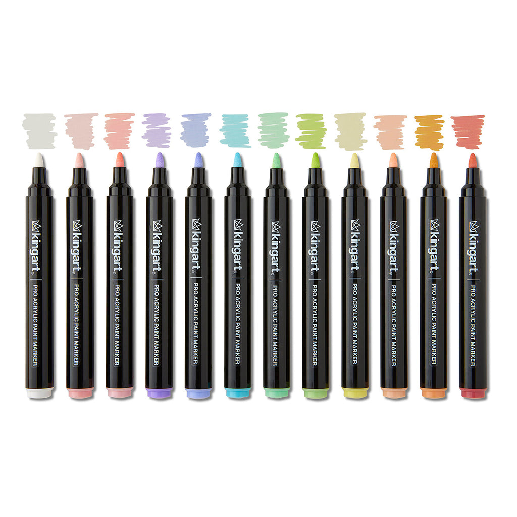 PRO Acrylic Paint Markers - 2mm Bullet Tip - 12 Pastel Colors