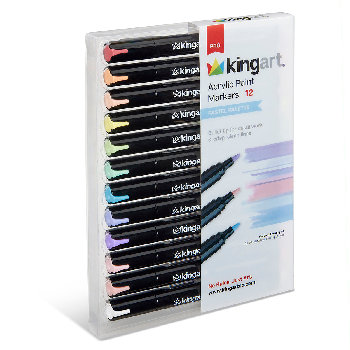PRO Acrylic Paint Markers - 2mm Bullet Tip - 12 Pastel Colors