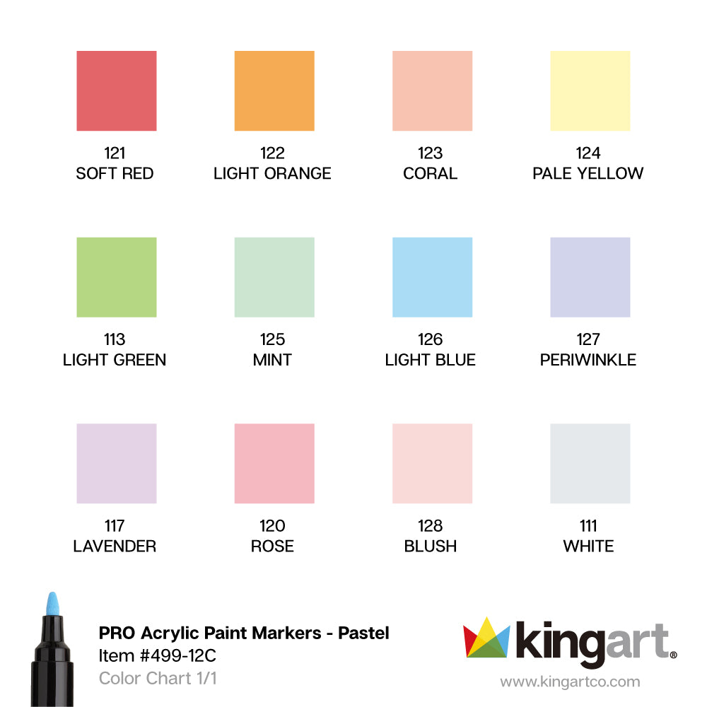 PRO Acrylic Paint Markers - 2mm Bullet Tip - 12 Pastel Colors