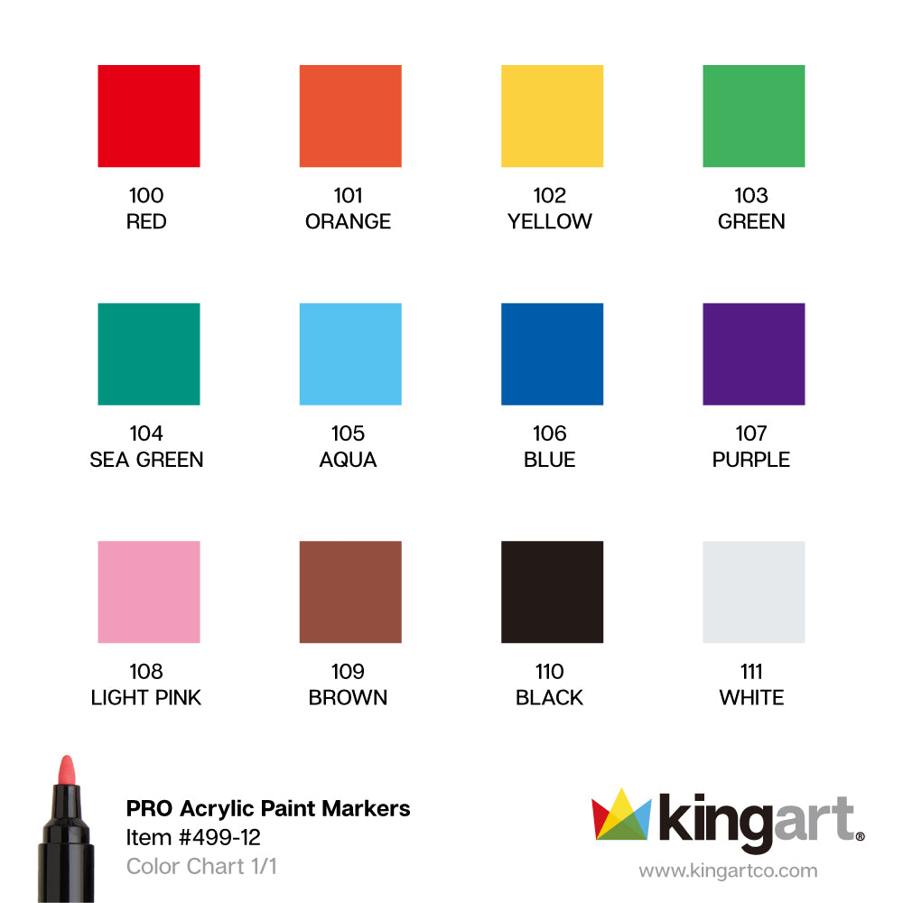 PRO Acrylic Paint Markers - 2mm Bullet Tip - 12 Classic Colors