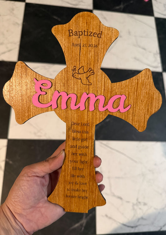 Personalized Baptism Cross – Wooden Keepsake