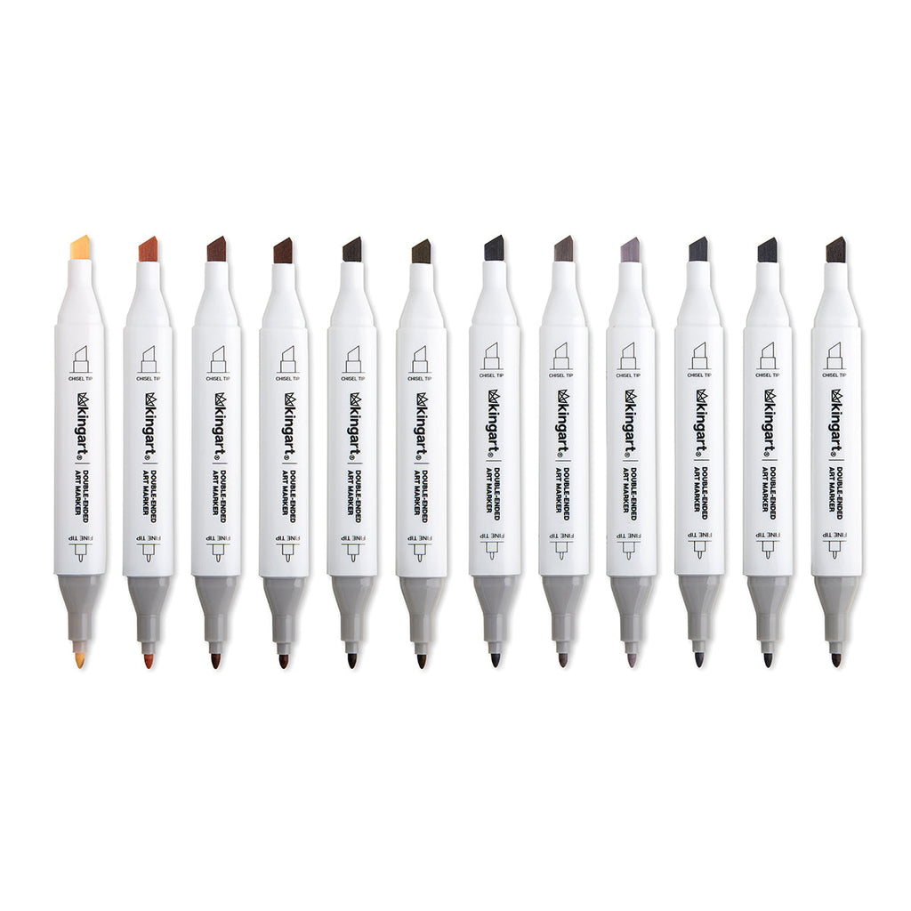 PRO Double-Ended Alcohol Markers - 12 Neutral Colors