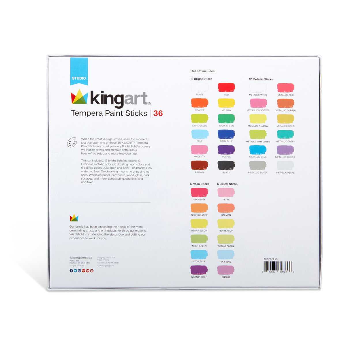 Tempera Paint Sticks 36 Colors