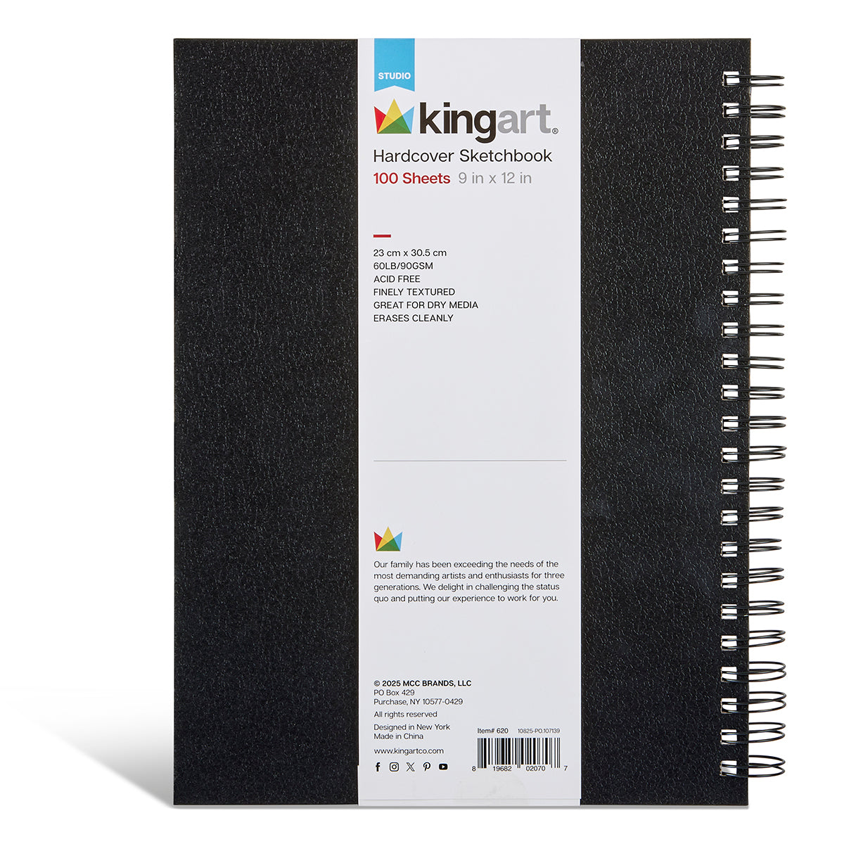 Hardcover Sketchbook - Side Spiral - 9” x 12” - 100 Pages