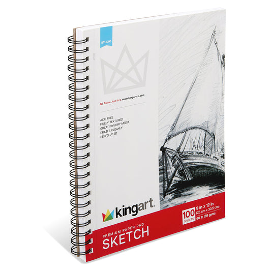 Sketch Paper Pad - Side Spiral - 9” x 12” - 100 Sheets