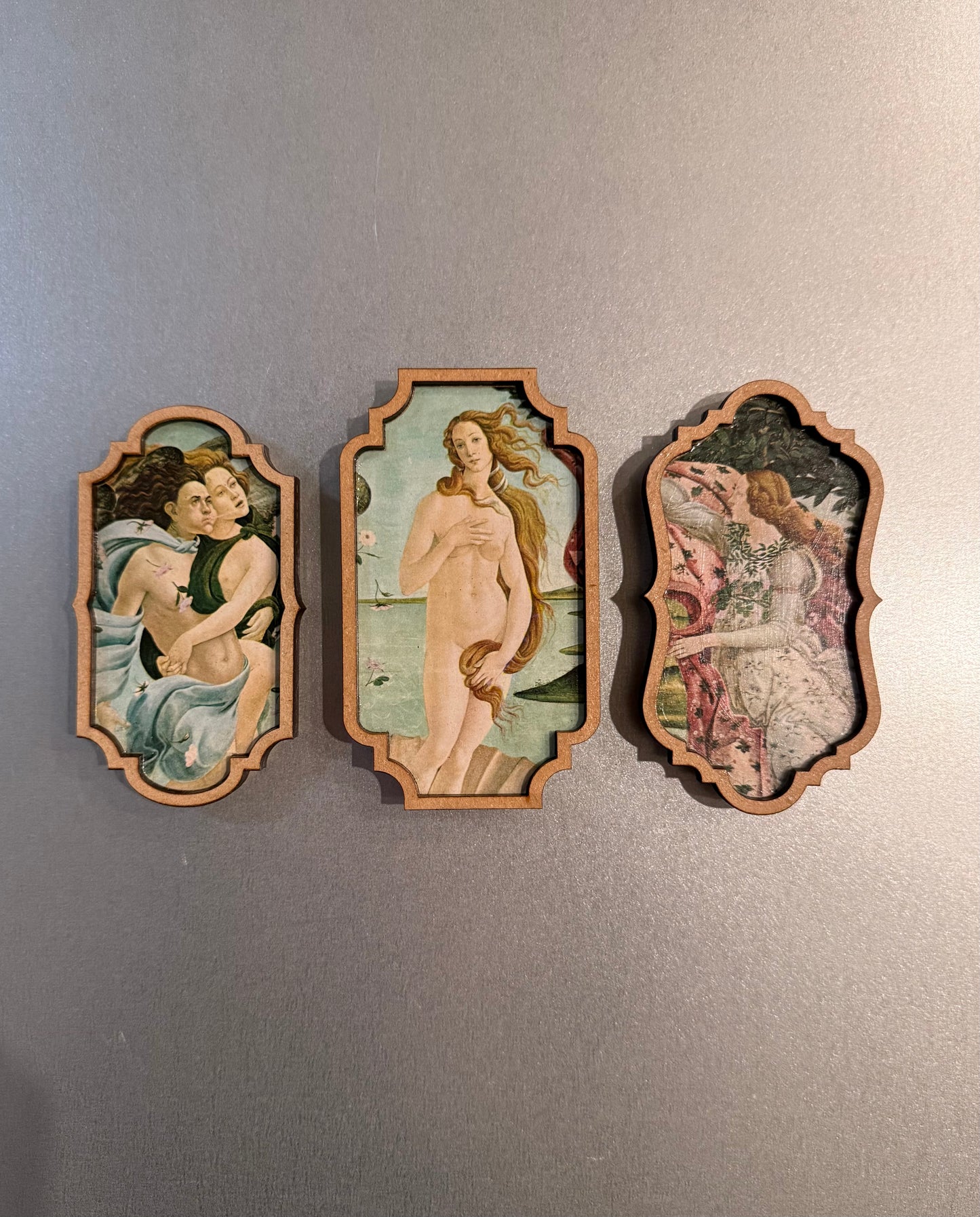 Renaissance Art Wooden Magnet Set of 3